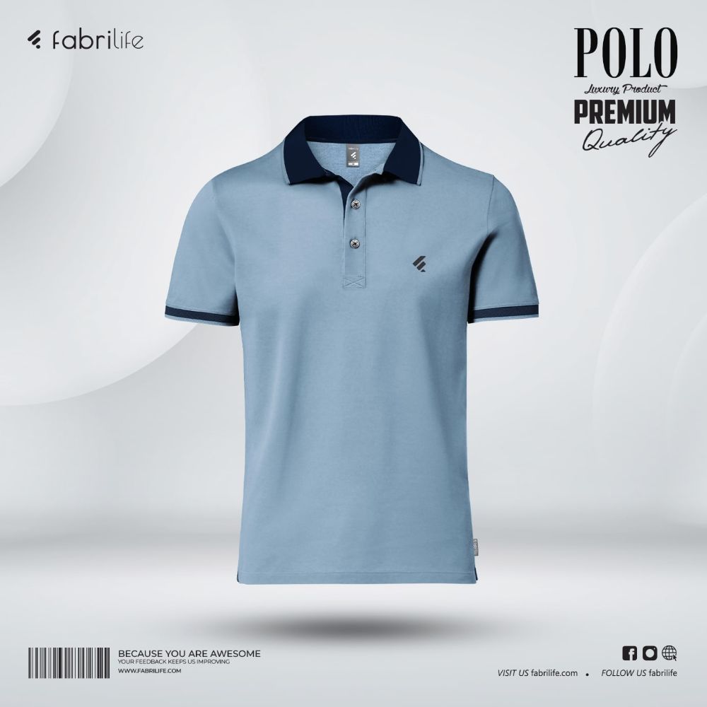 Cotton Polo - Sky blue