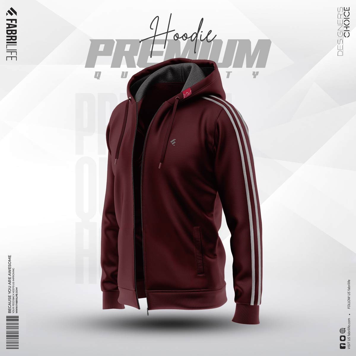 Mens Premium Hoodie Urban - Redwine