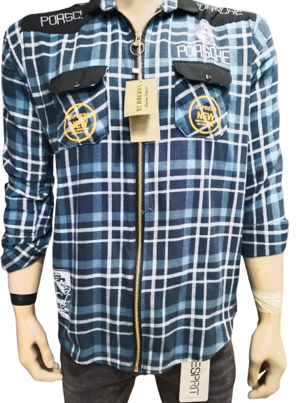 Men's Premium Plaid Cotton Zip-Up Shirt