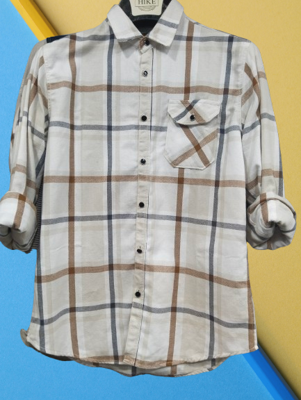 Soft Cotton Beige Plaid Shirt