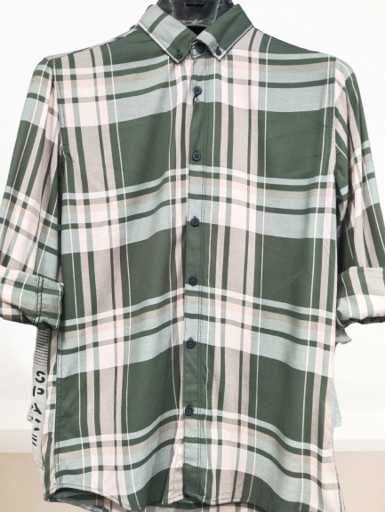 classic green and beige plaid shirt